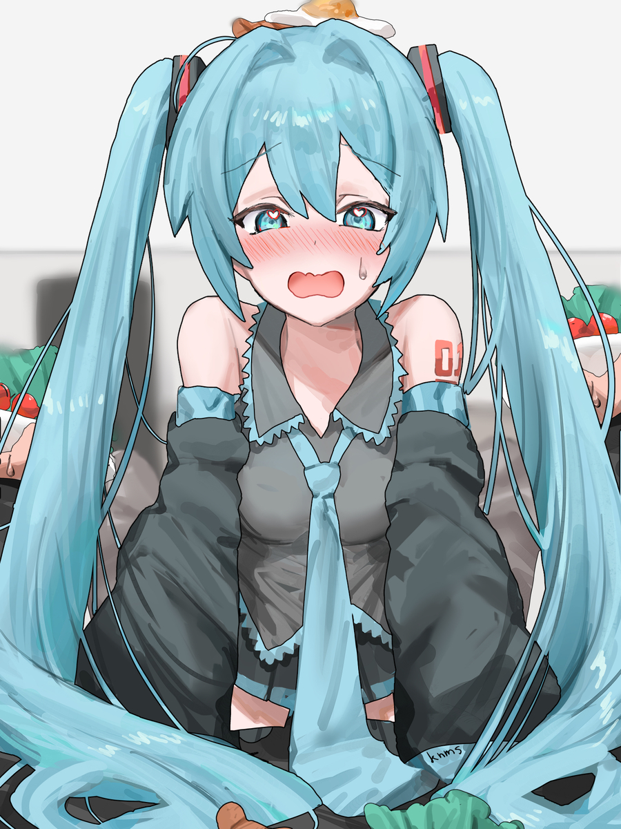 This is a pixiv picture whose title is 「ミク怪我はない！？…ミク？」.