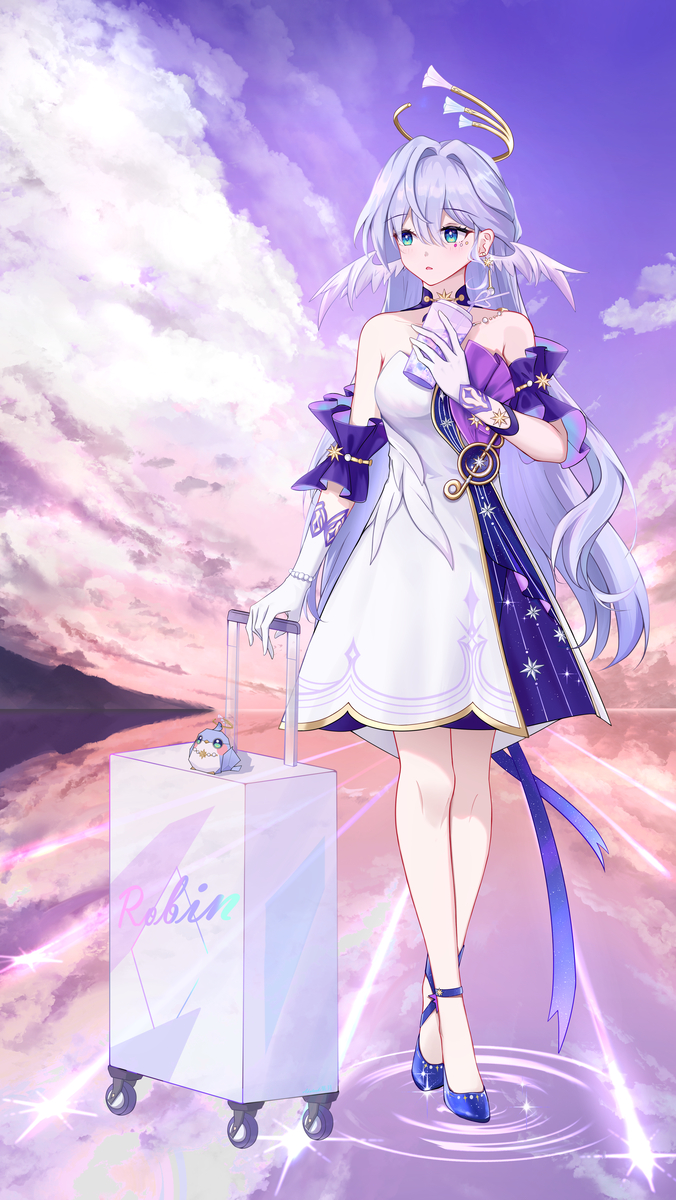 This is a pixiv picture whose title is 知更鸟 淡紫色的黄昏.