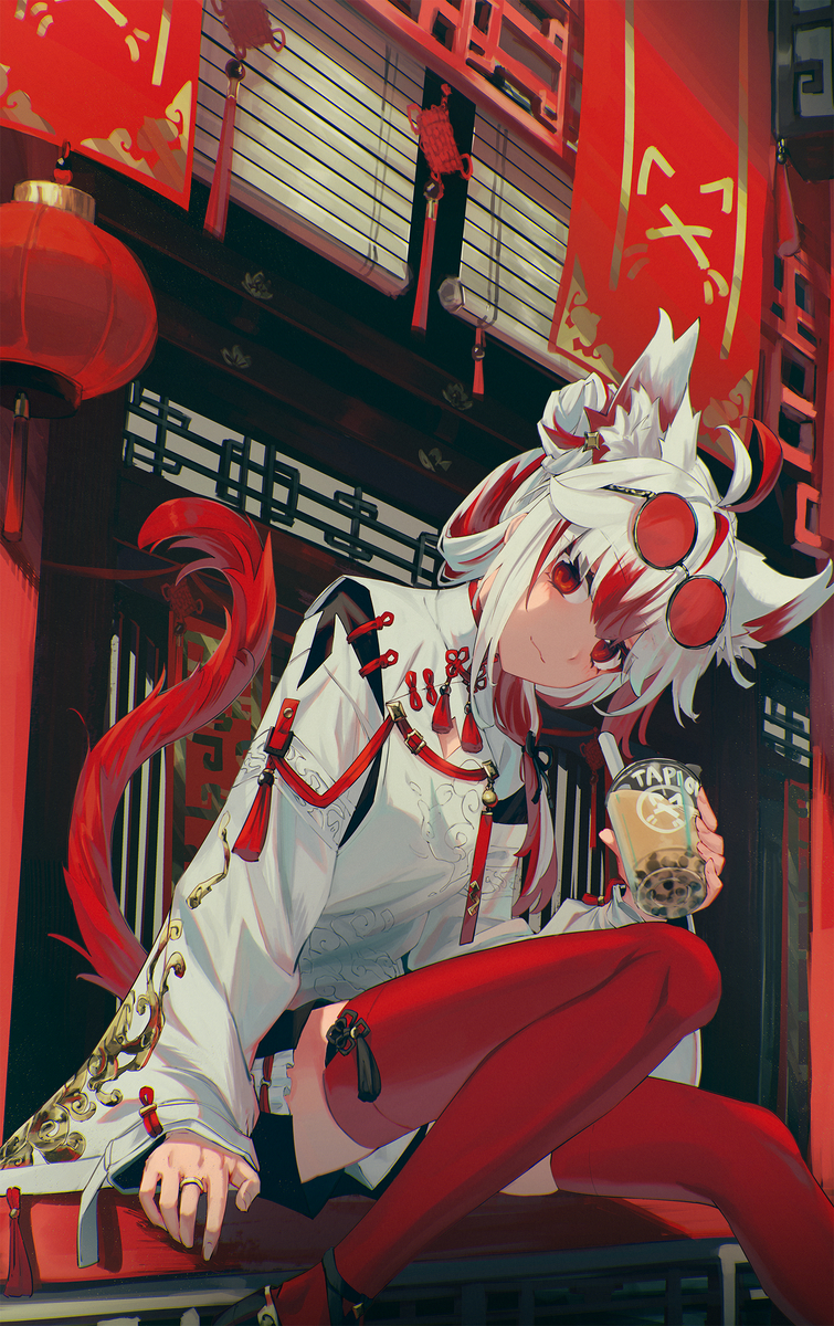 This is a pixiv picture whose title is boba tea.