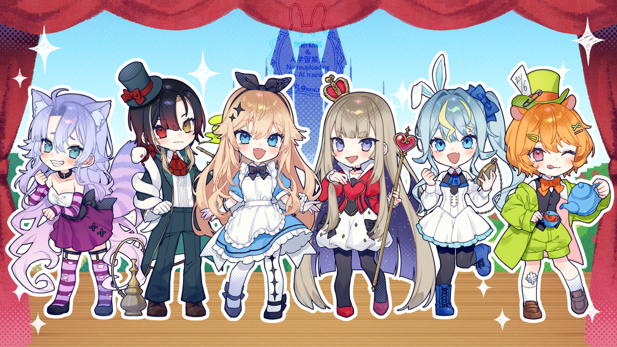 This is a pixiv picture whose title is 【お仕事】カバーMV「Alice in Musicland」.