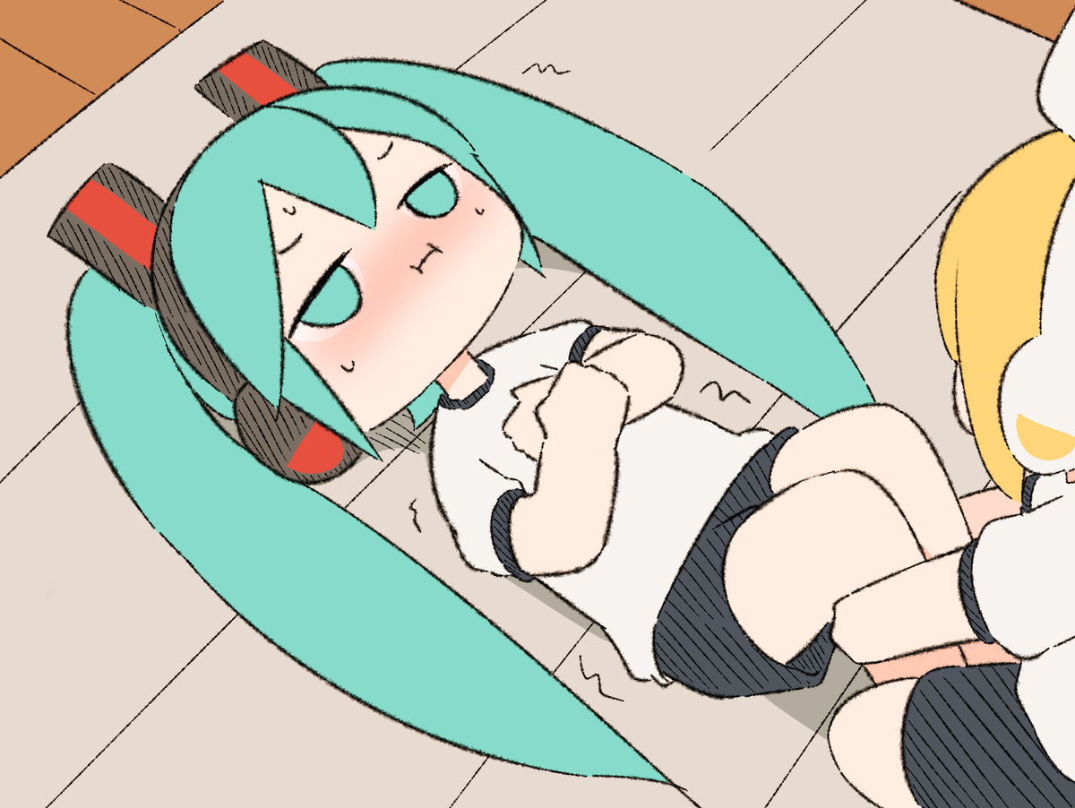 This is a pixiv picture whose title is 初音ミク、腹筋０回.