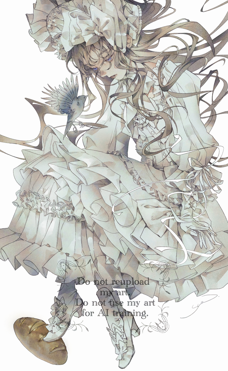 This is a pixiv picture whose title is パンを踏んだ娘.