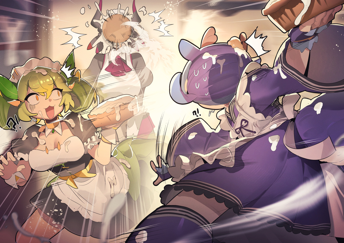 This is a pixiv picture whose title is Pie Fight.