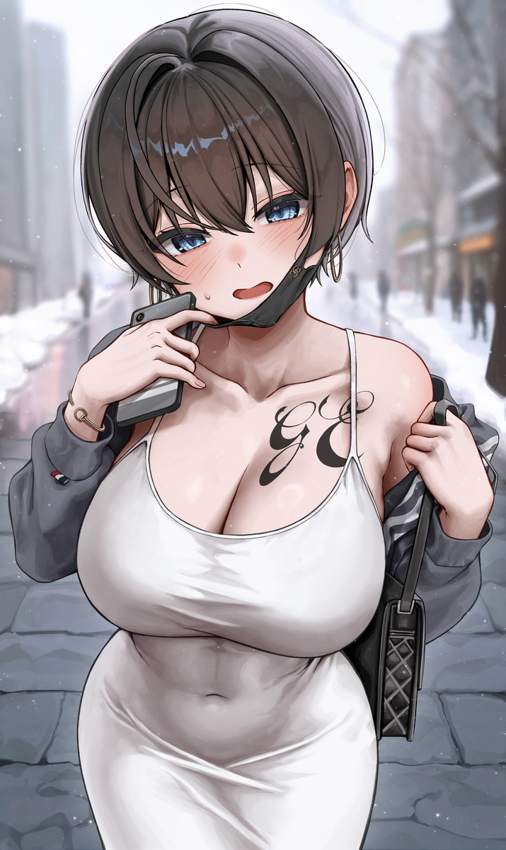 This is a pixiv picture whose title is あれっ..? ママ.. こういう服でお出かけしてたけど....