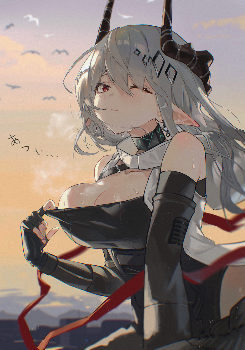 This is a pixiv picture whose title is 「運動後の涼しい風はいつも気持ちいいですね、ドクター」.