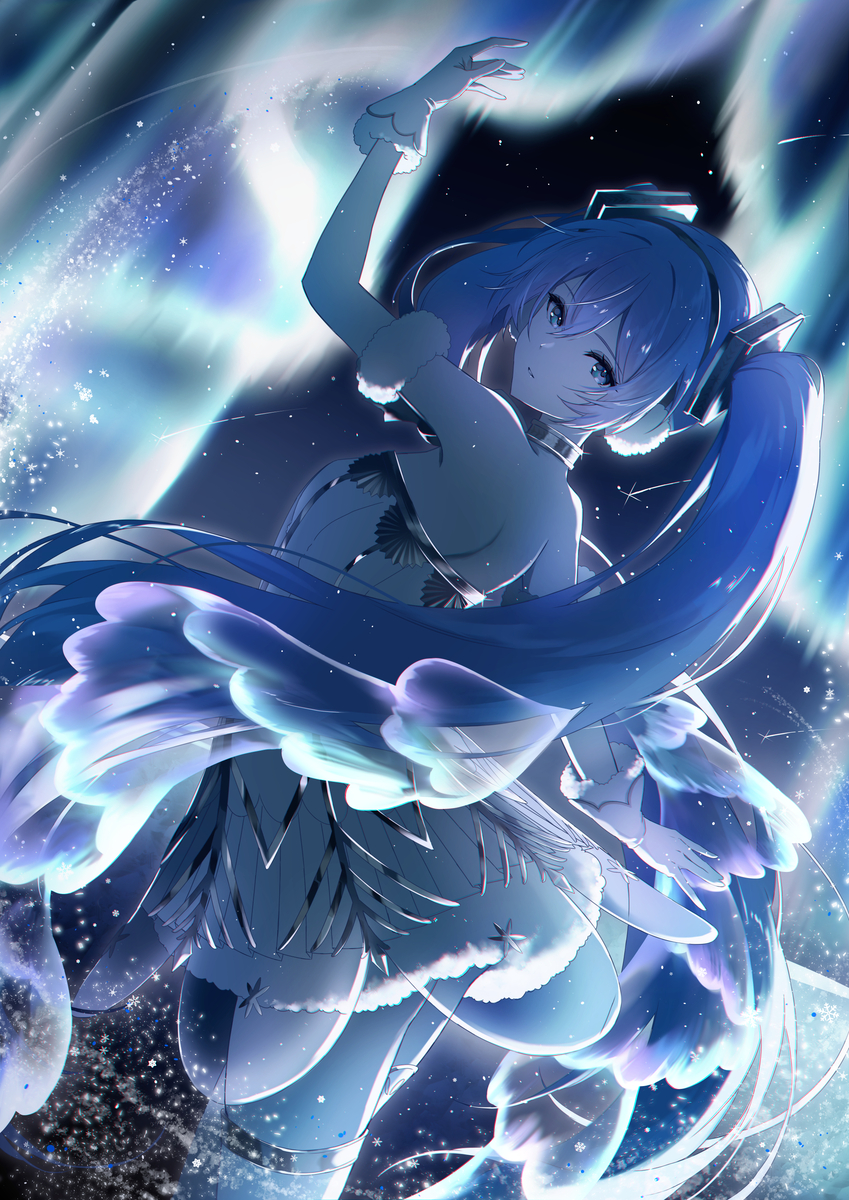 This is a pixiv picture whose title is 『冬空の歌姫』.