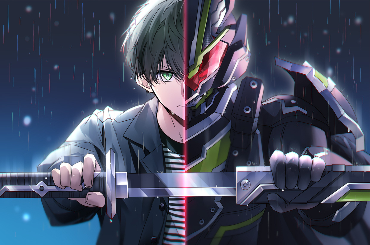 This is a pixiv picture whose title is 悲しき涙を仮面で隠す戦士.
