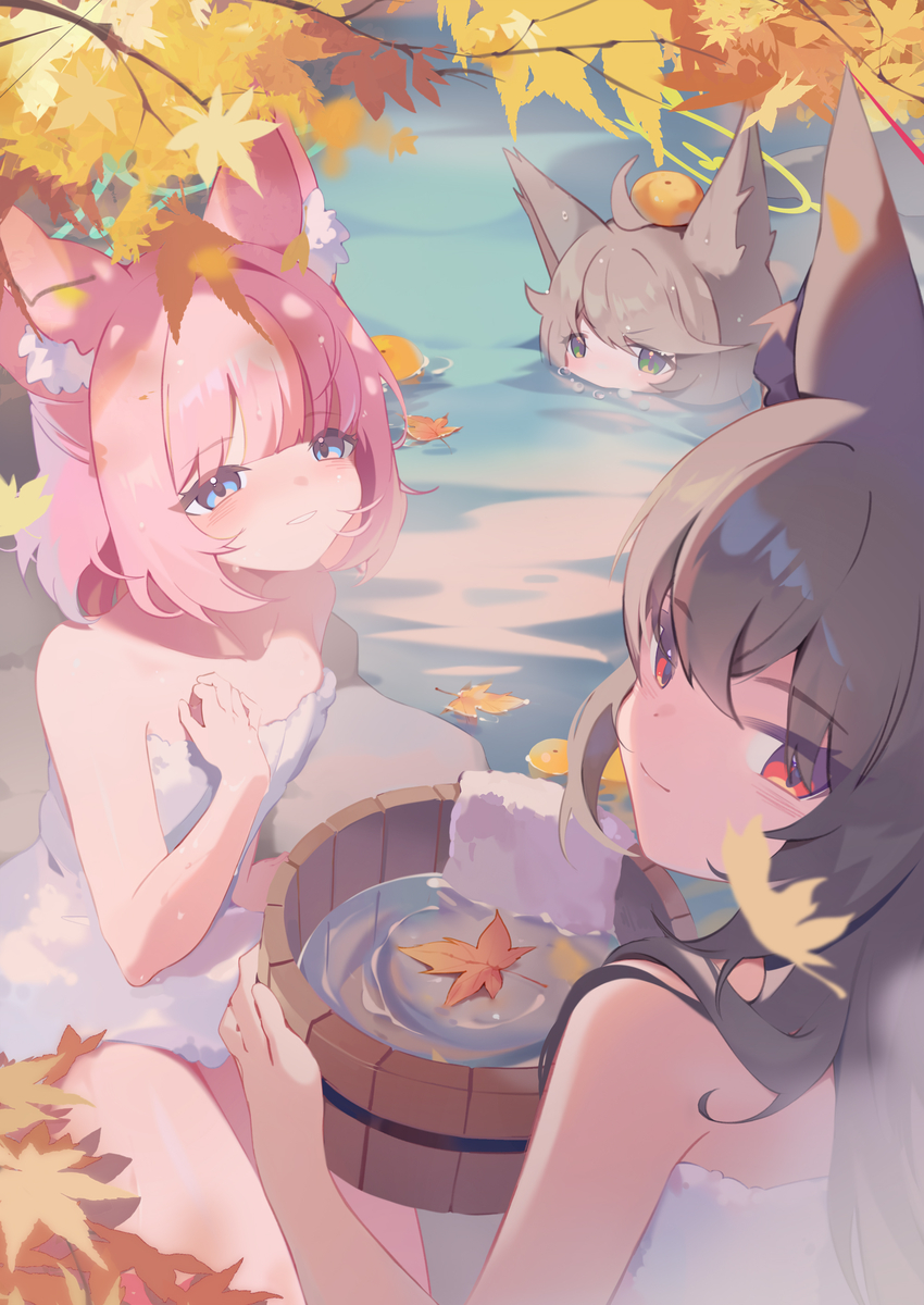 This is a pixiv picture whose title is 温泉に行こう！.