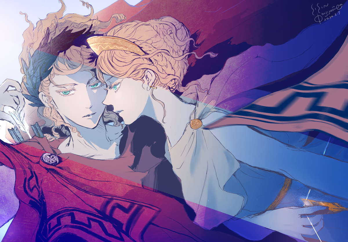 This is a pixiv picture whose title is アポロンとアルテミス.