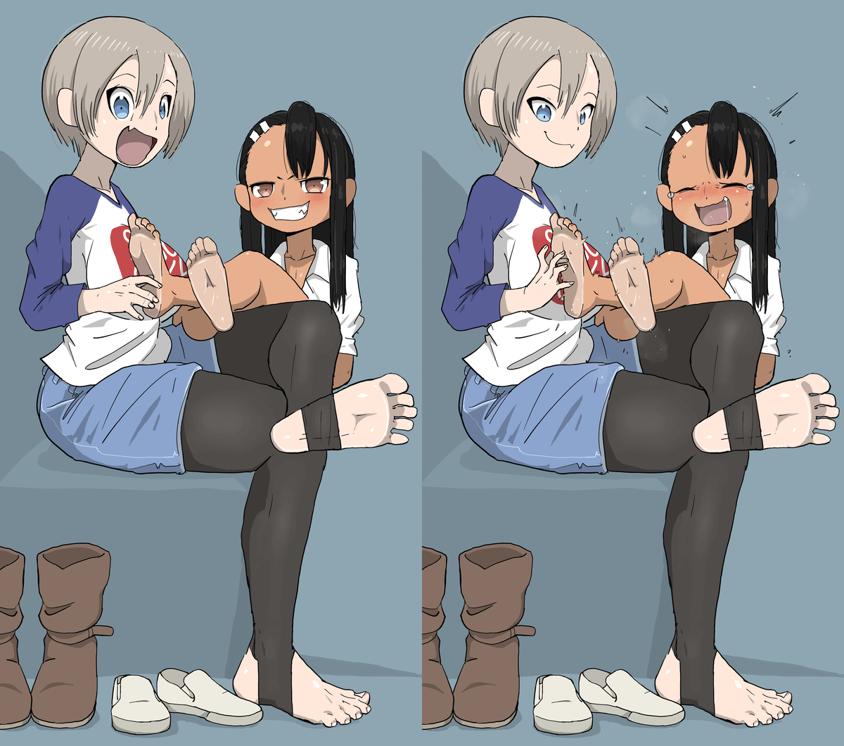 This is a pixiv picture whose title is Uzaki Tickles Nagatoro.