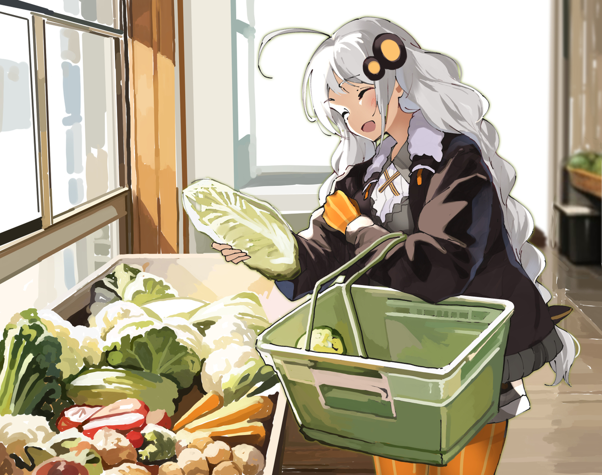 This is a pixiv picture whose title is 野菜を買う.
