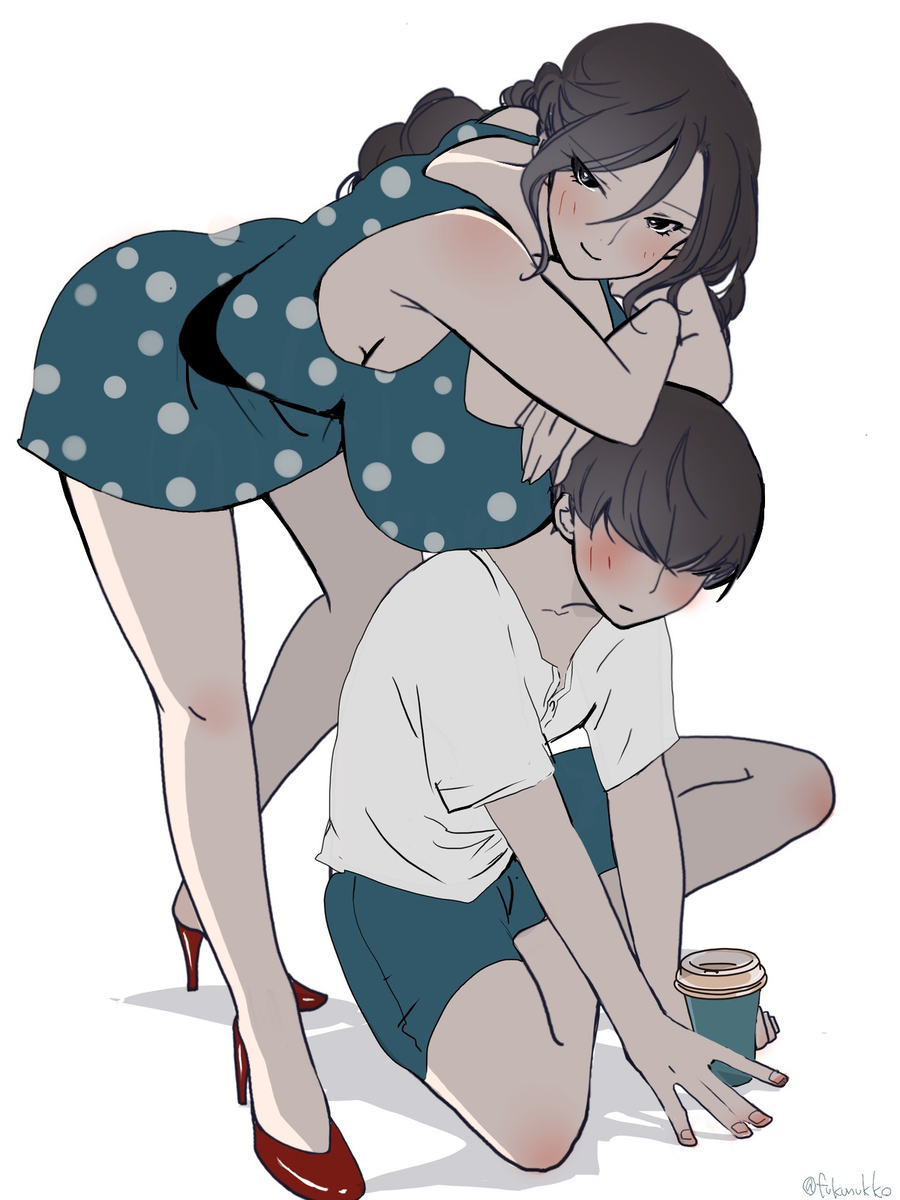 This is a pixiv picture whose title is 仲良し夫婦はS女とM男♡.