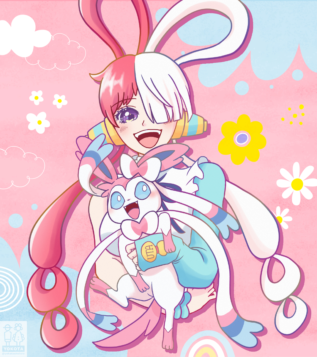 This is a pixiv picture whose title is ニンフィアとウタ.