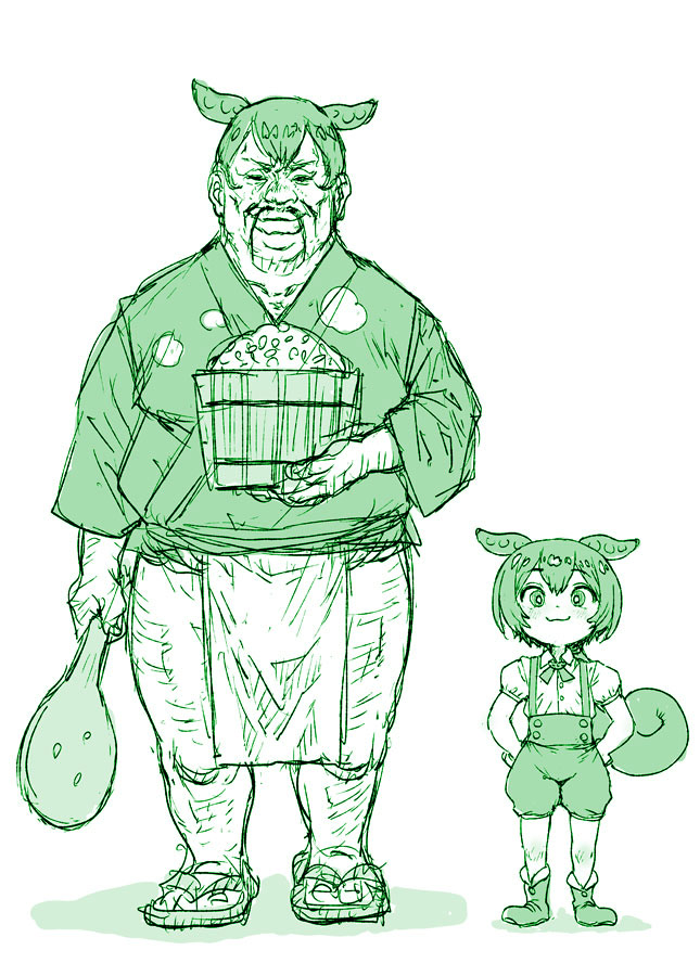 This is a pixiv picture whose title is ずんだもんとずんだどん.