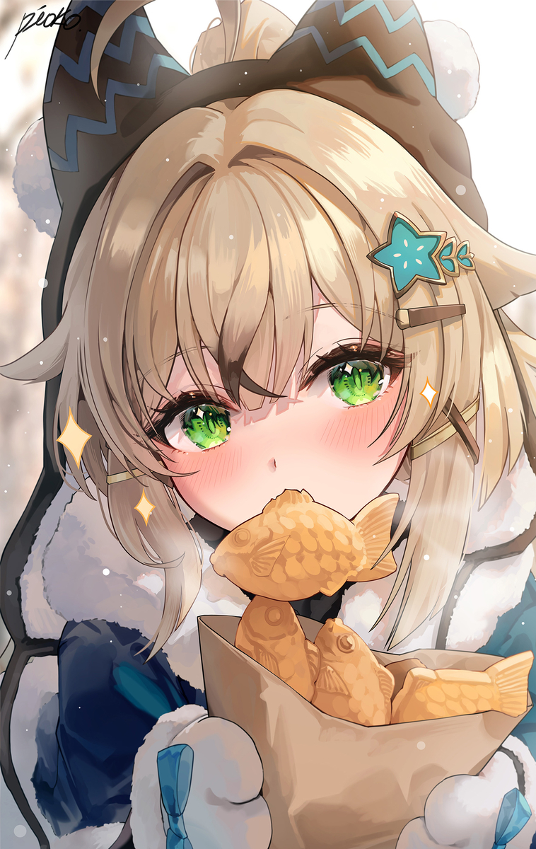 This is a pixiv picture whose title is もぐもぐ.