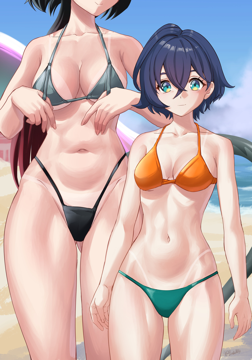 This is a pixiv picture whose title is Belle and Jane at the beach.