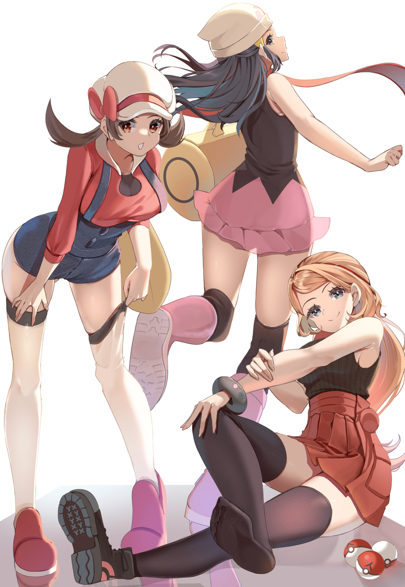 This is a pixiv picture whose title is 女ポケ主ニーソズ.