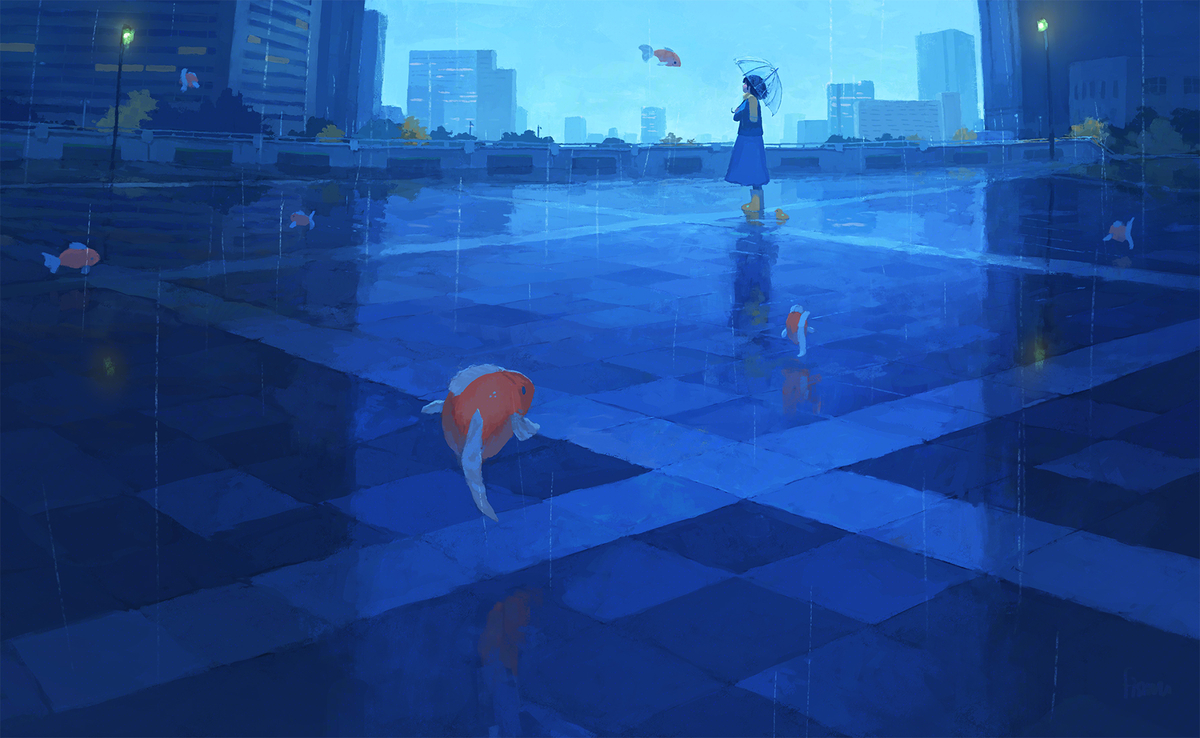 This is a pixiv picture whose title is 雨.