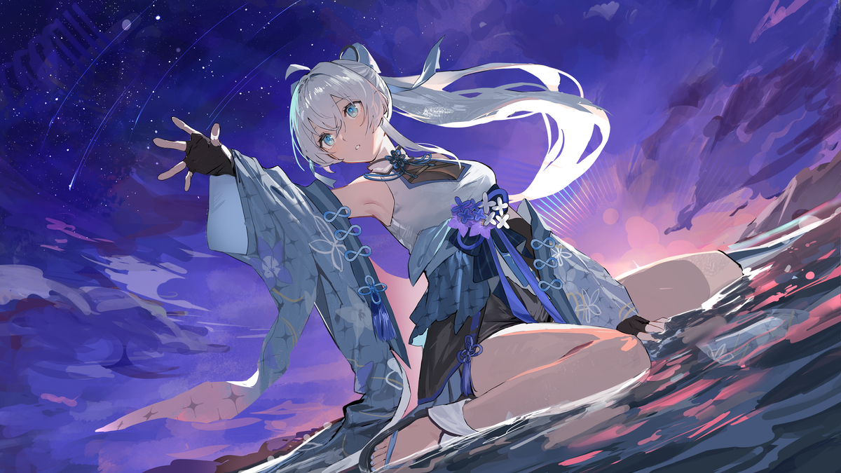 This is a pixiv picture whose title is 1stオリジナル曲『夜月に明けて』　MV.