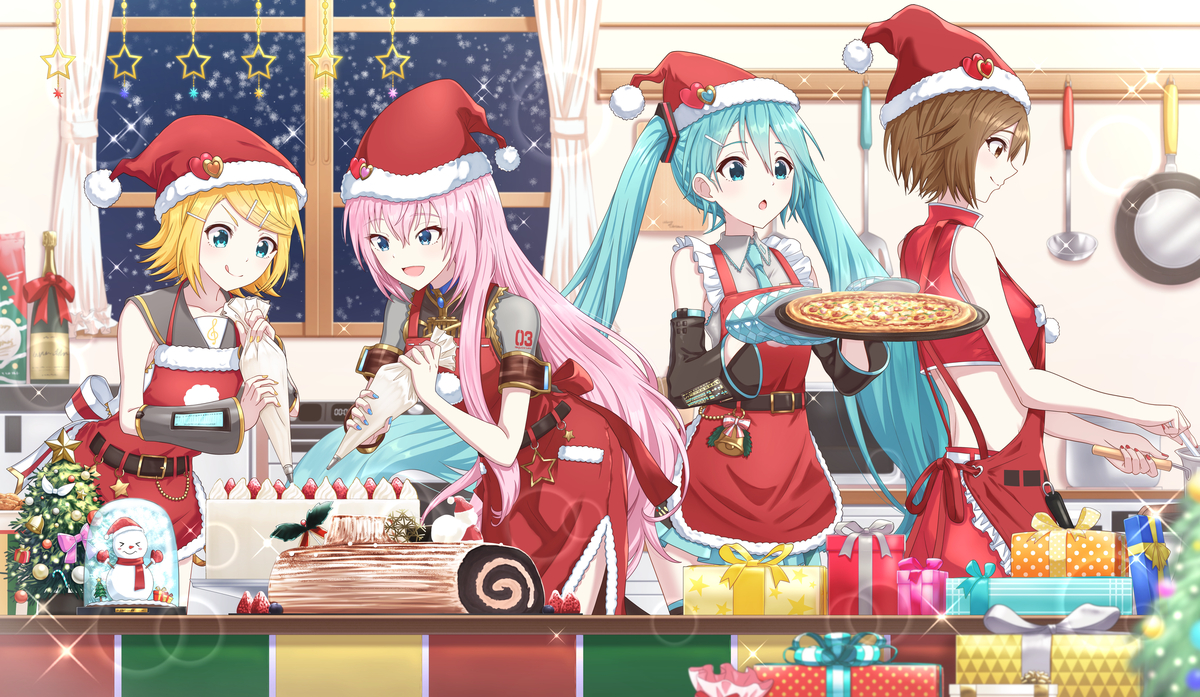 This is a pixiv picture whose title is みんなでお料理🎶🎂🎄🎅.