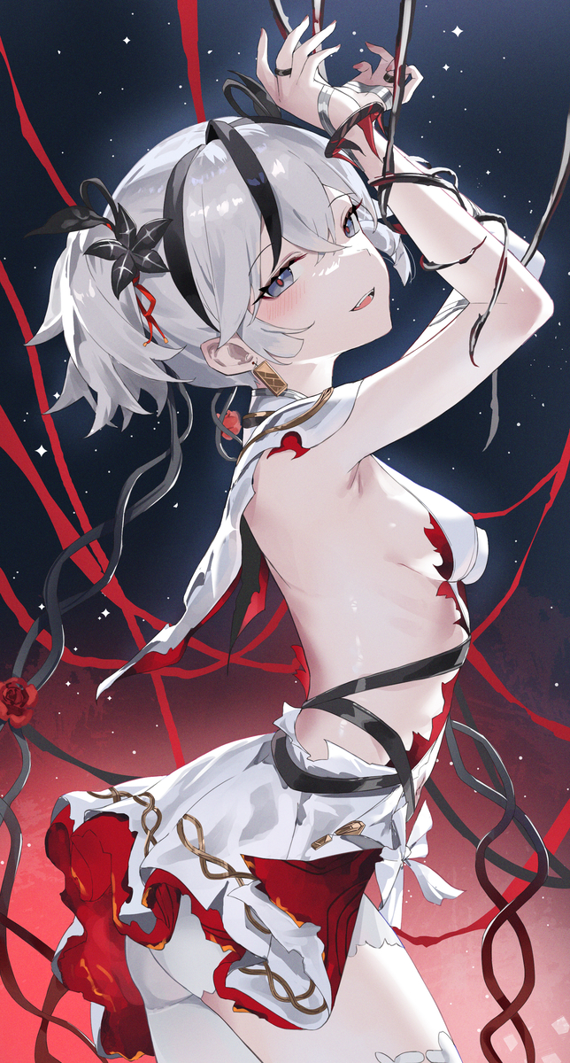 This is a pixiv picture whose title is 縛られた.