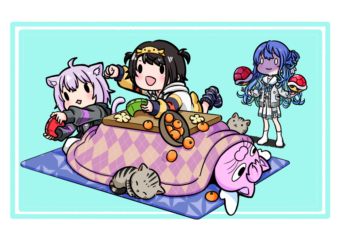 This is a pixiv picture whose title is マリカなスバおかに忍び寄るすいちゃんの影.