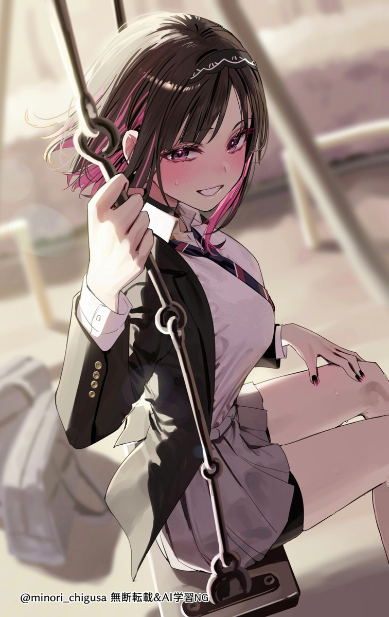This is a pixiv picture whose title is ｢膝ならあいてるけど座る？……なんてな｣.