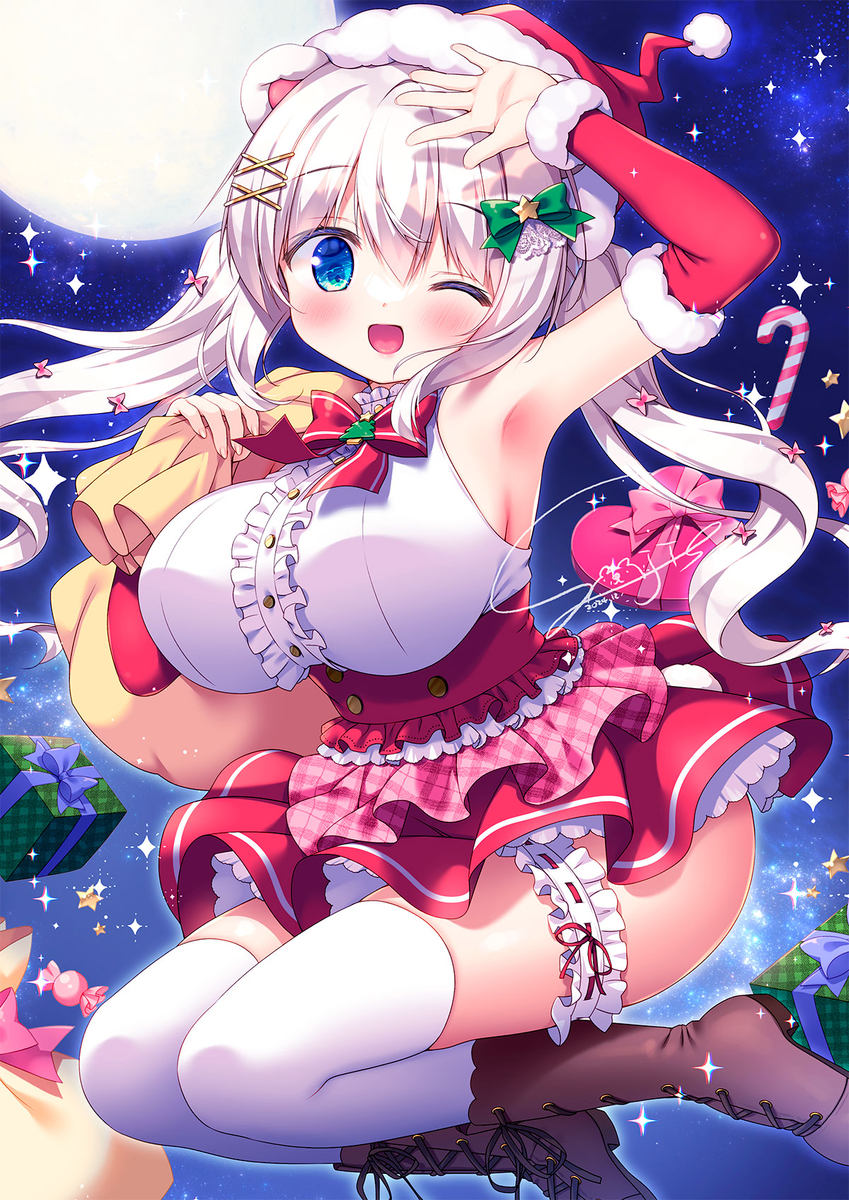 This is a pixiv picture whose title is 「ご主人さまメリークリスマス！✨」.