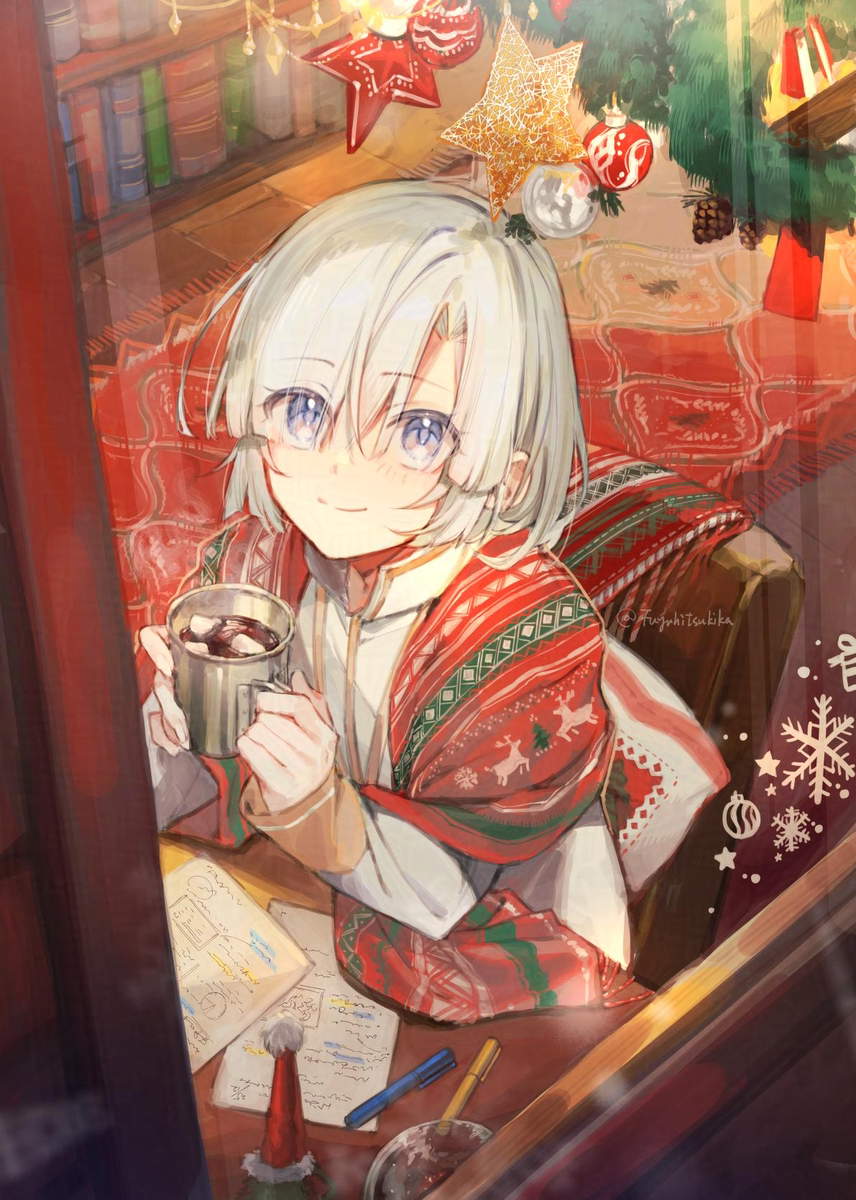 This is a pixiv picture whose title is 平穏な夜❄.