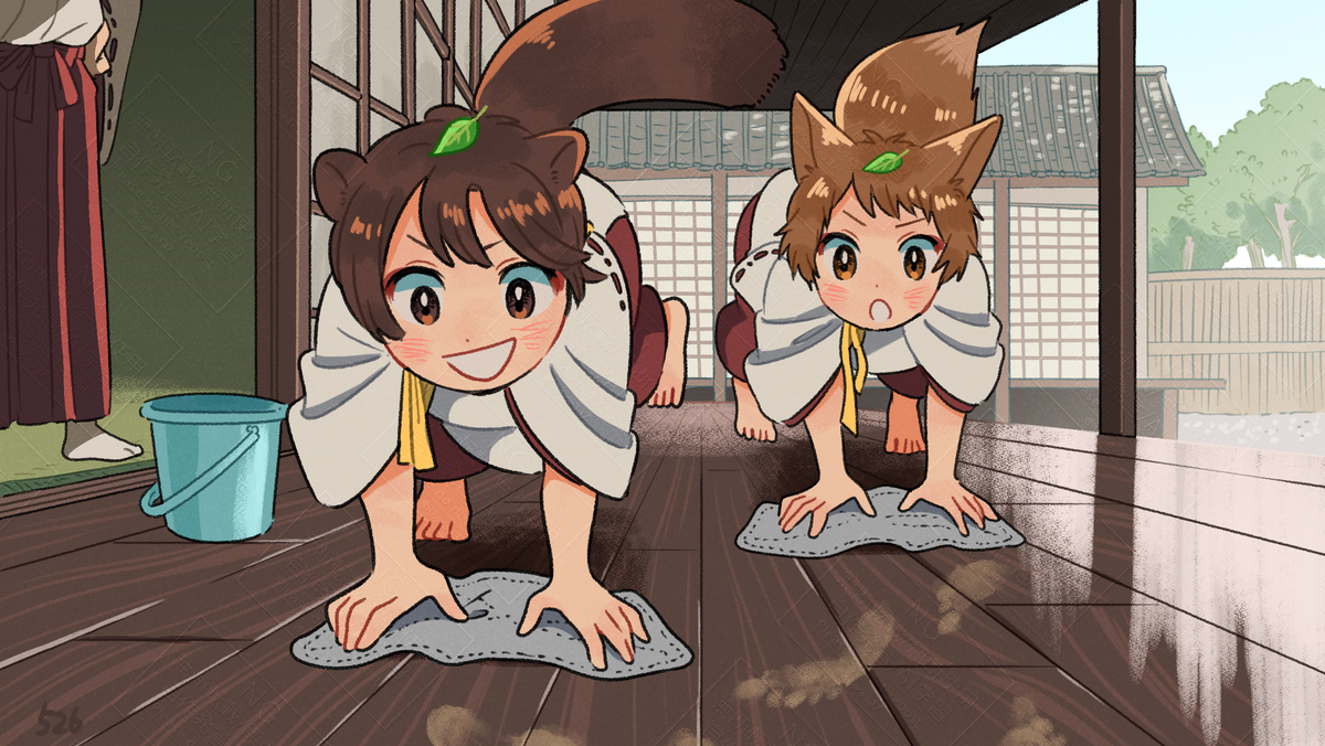 This is a pixiv picture whose title is お掃除レース！！.