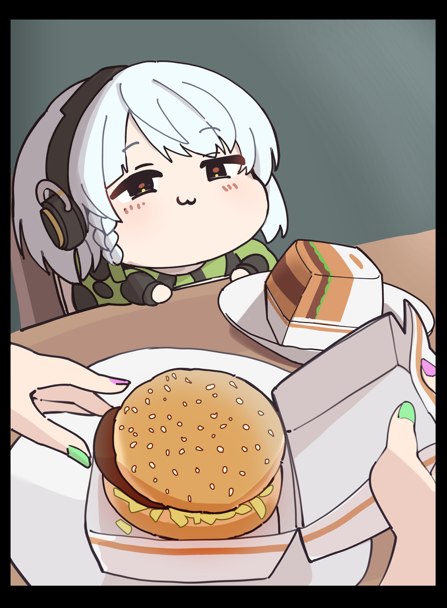 This is a pixiv picture whose title is 【ゼンゼロ】自分のハンバーガーが小さかった時のアンビー.