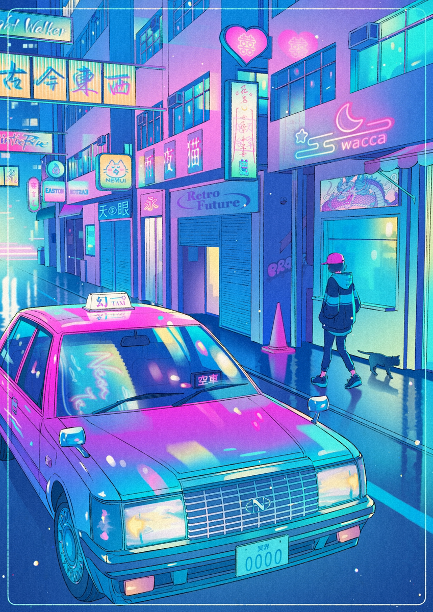 This is a pixiv picture whose title is Neon Streets.