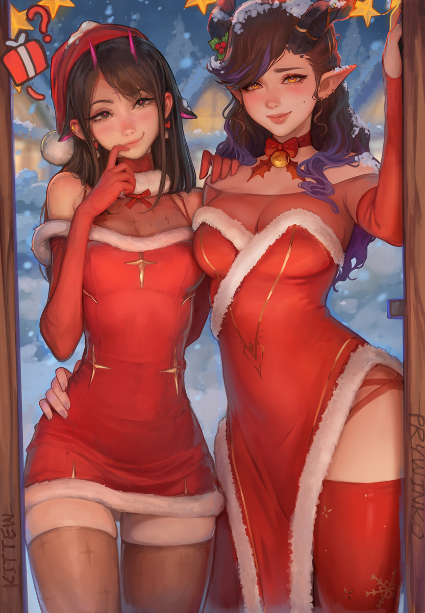 This is a pixiv picture whose title is Christmas Prywinko Kittew 2024.