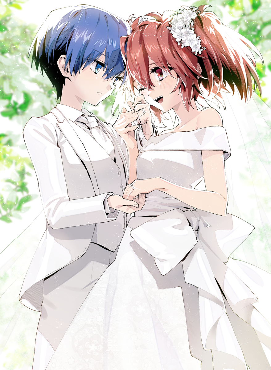 This is a pixiv picture whose title is 兎角×晴結婚.