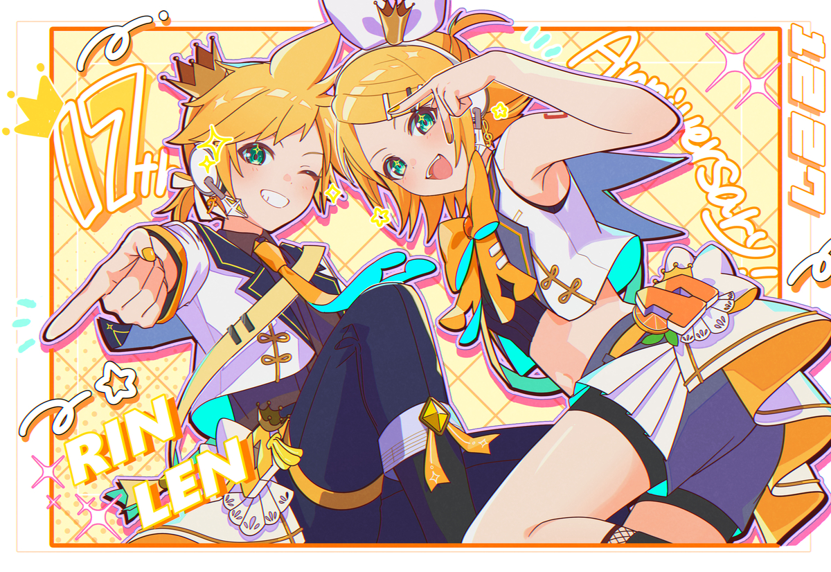 This is a pixiv picture whose title is 鏡音17th!.