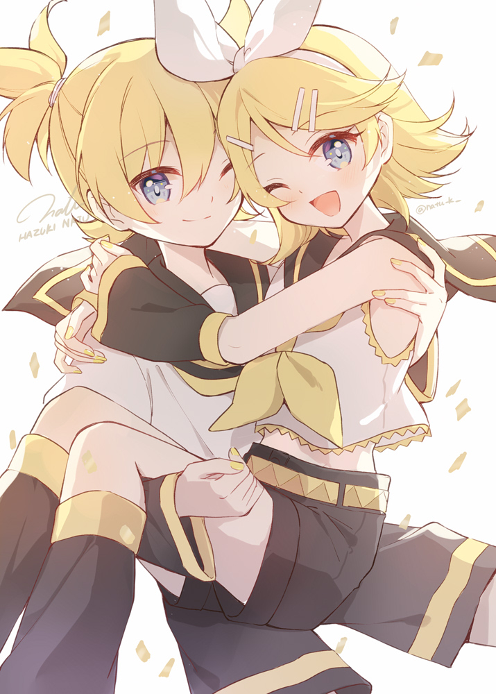 This is a pixiv picture whose title is 鏡音お誕生日！.