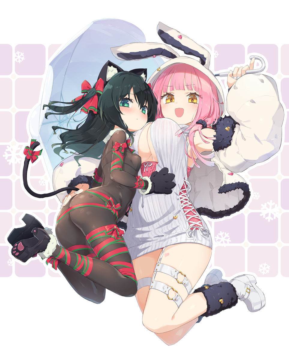 This is a pixiv picture whose title is 【C105】🎀🐱🐰☂️.