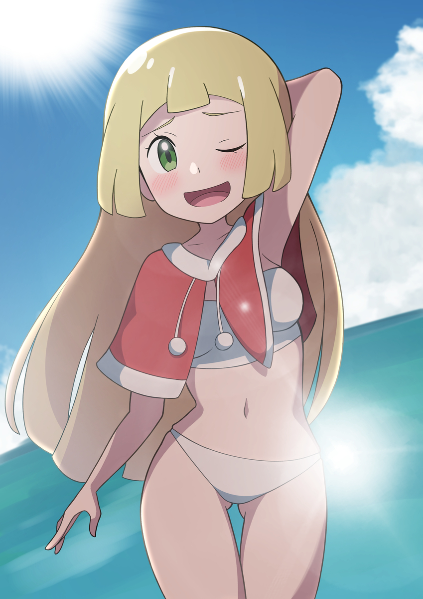 This is a pixiv picture whose title is 水着サンタリーリエ！.