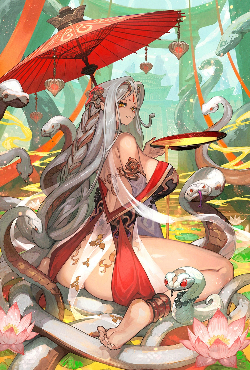 This is a pixiv picture whose title is 金酒の蛇殿.