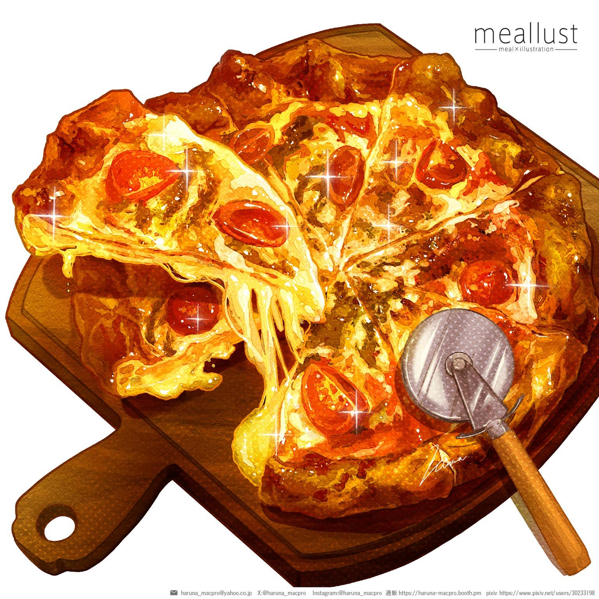 This is a pixiv picture whose title is pizza.