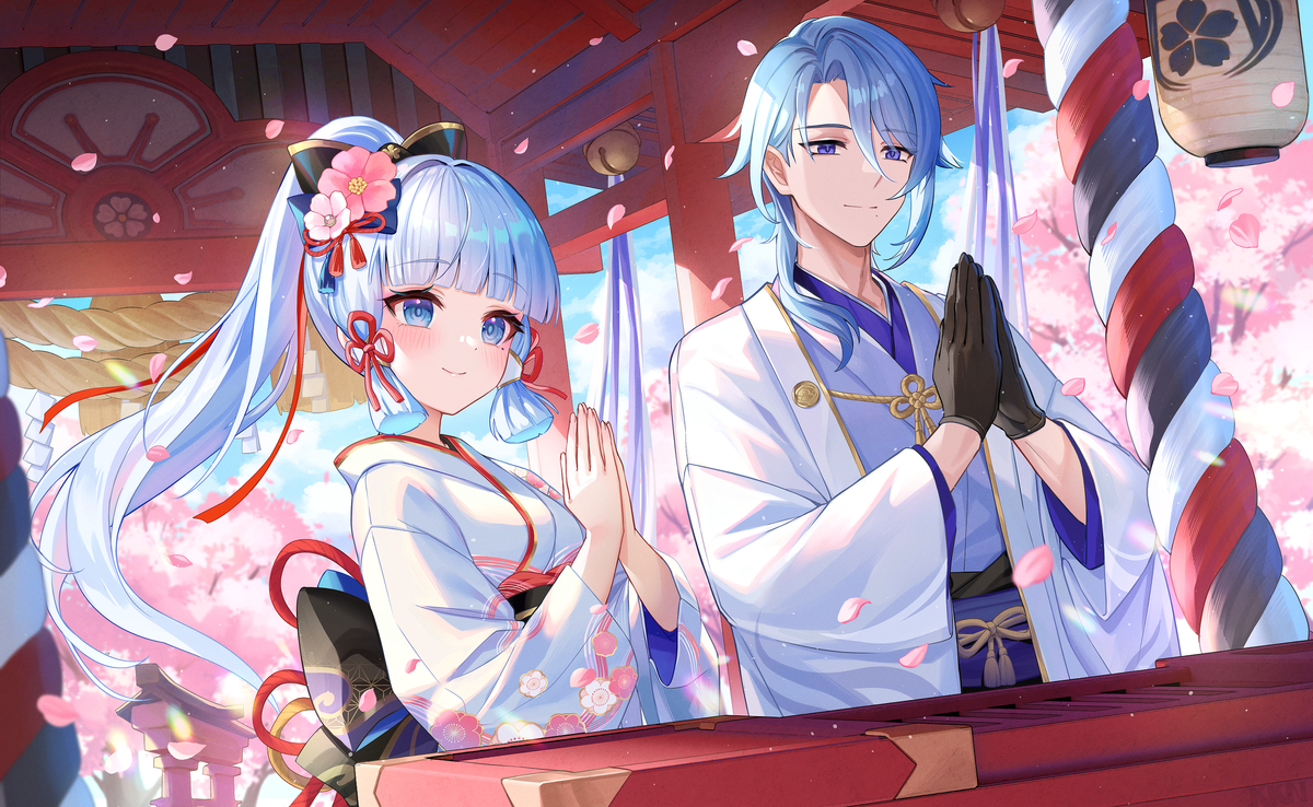 This is a pixiv picture whose title is 【謹賀新年】  神里家の新年初詣.
