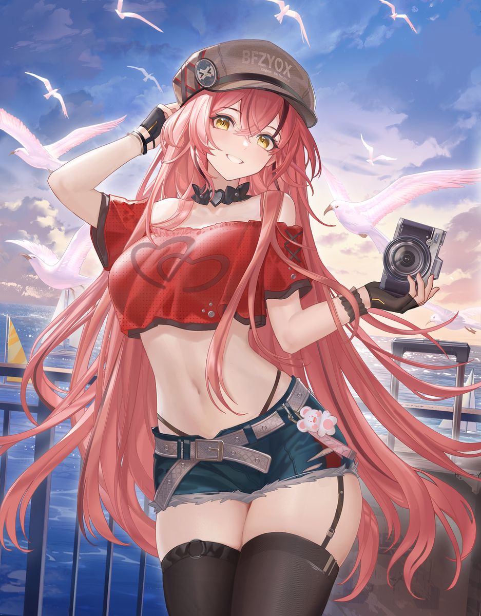 This is a pixiv picture whose title is 海边旅行黄昏.