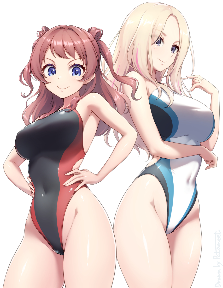 This is a pixiv picture whose title is 【依頼絵】競泳咲季星南.