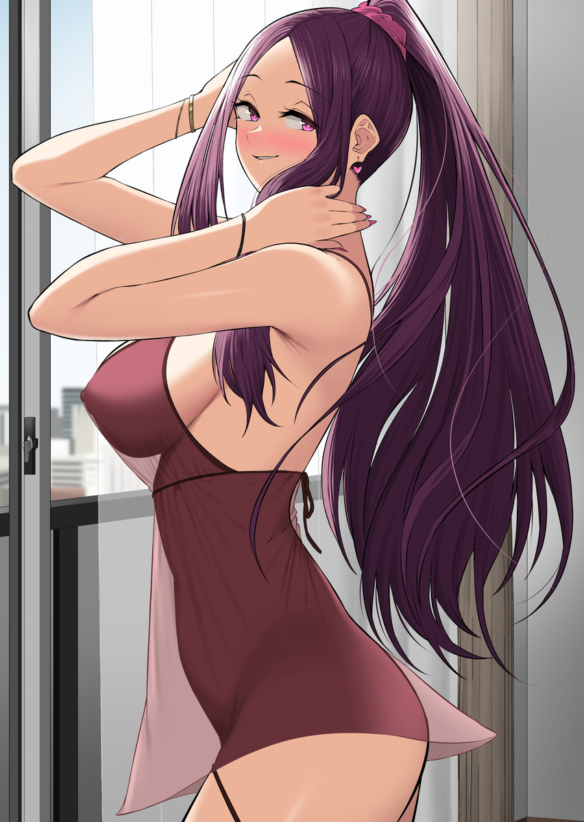 This is a pixiv picture whose title is 朝っぱらから全力で誘惑してくるギャル☀️.