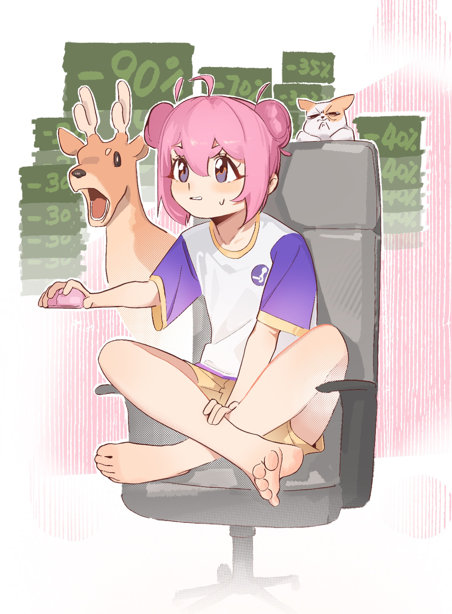 This is a pixiv picture whose title is 🦌👧😾.