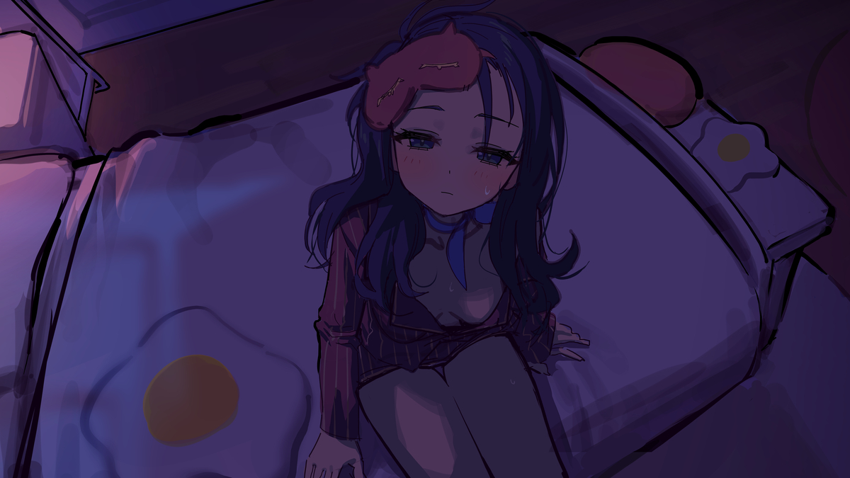 This is a pixiv picture whose title is sleepy mita.