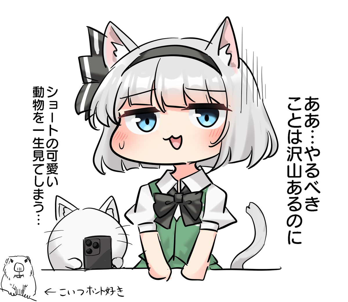 This is a pixiv picture whose title is 猫妖夢くん.