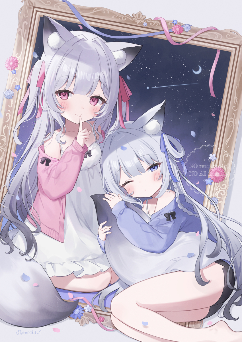 This is a pixiv picture whose title is ふわふわなきつねちゃんたち💖.