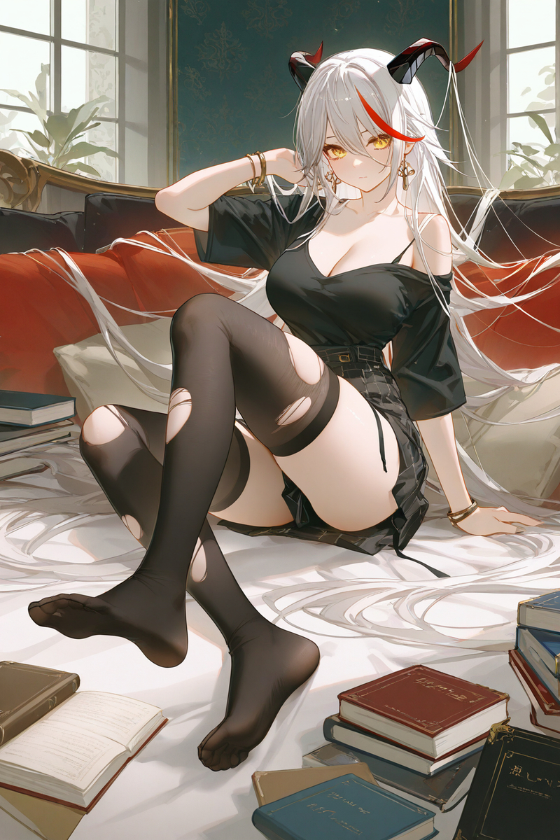 This is a pixiv picture whose title is 埃吉尔破洞丝袜.