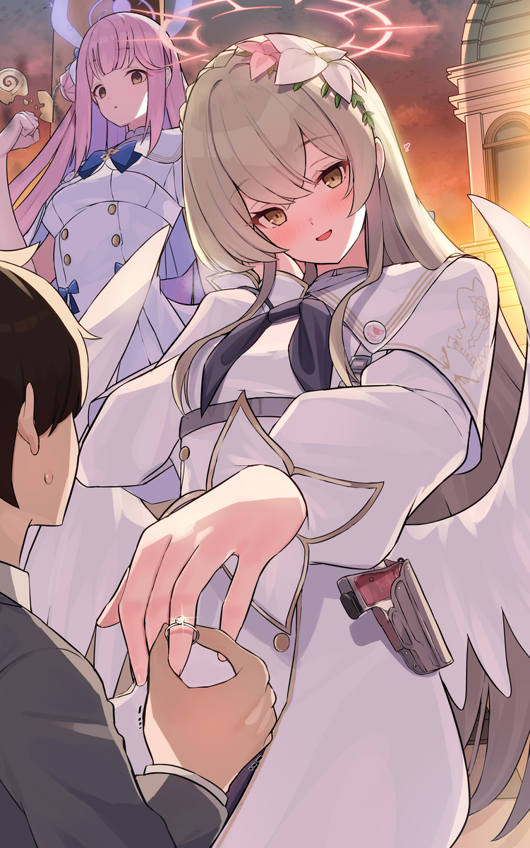 This is a pixiv picture whose title is トリニティを代表して先生と結婚します♡.